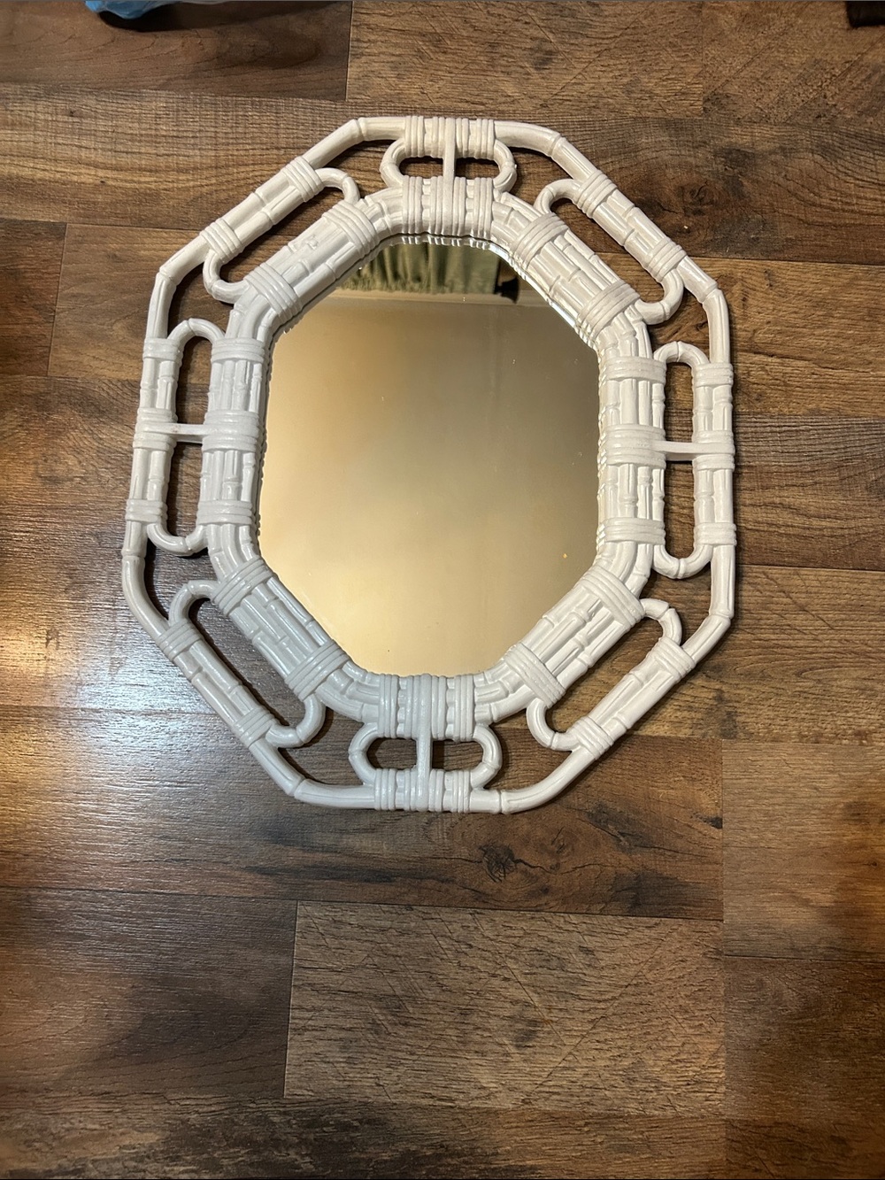Vintage Home Interiors White Octagonal Rattan Wall Mirror